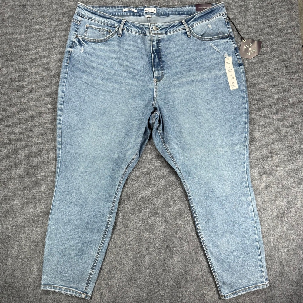Ava & Viv Women's 26 Light Wash High Rise Skinny Stretch Jeans NWT Plus Size